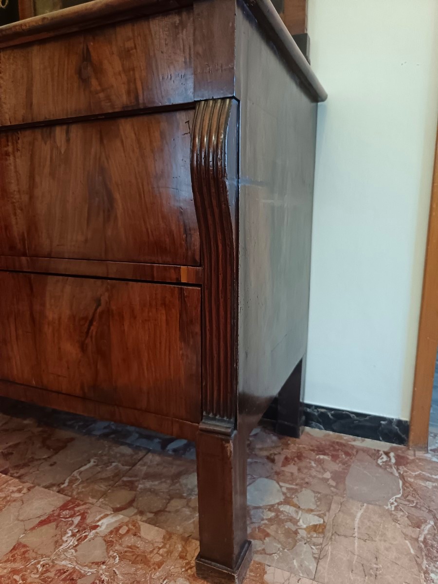 Comò in noce bolognese con specchiera 1810 Impero-photo-4