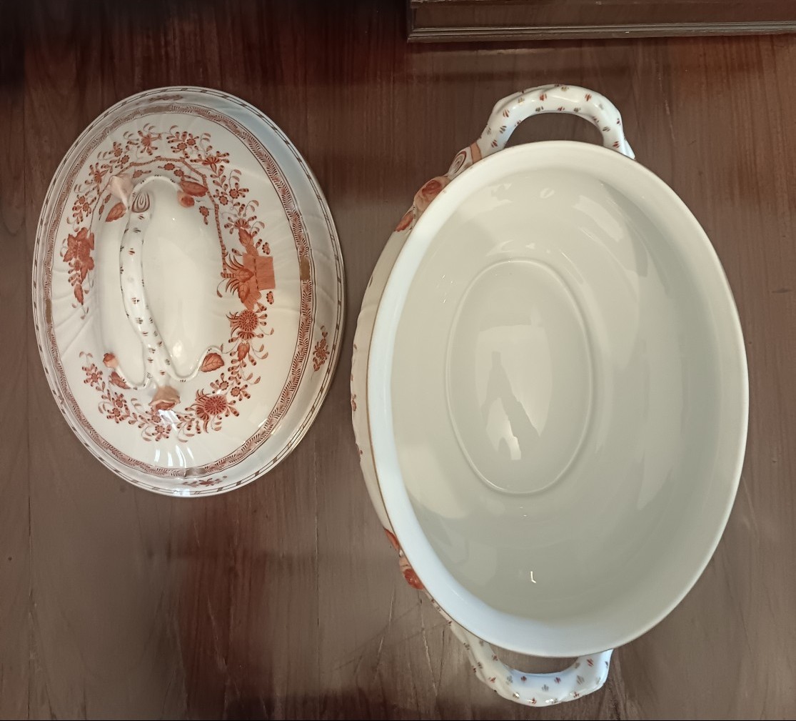 Zuppiera con coperchio e vassoio in porcellana Herend inizio XX secolo-photo-4