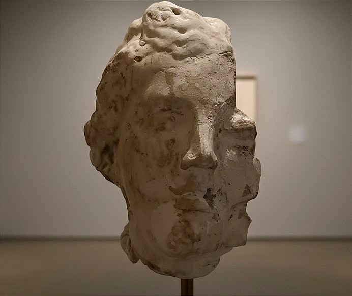 Lampada con testa in gesso e nerofumo, paralume con lucidi di architettura 900-photo-2