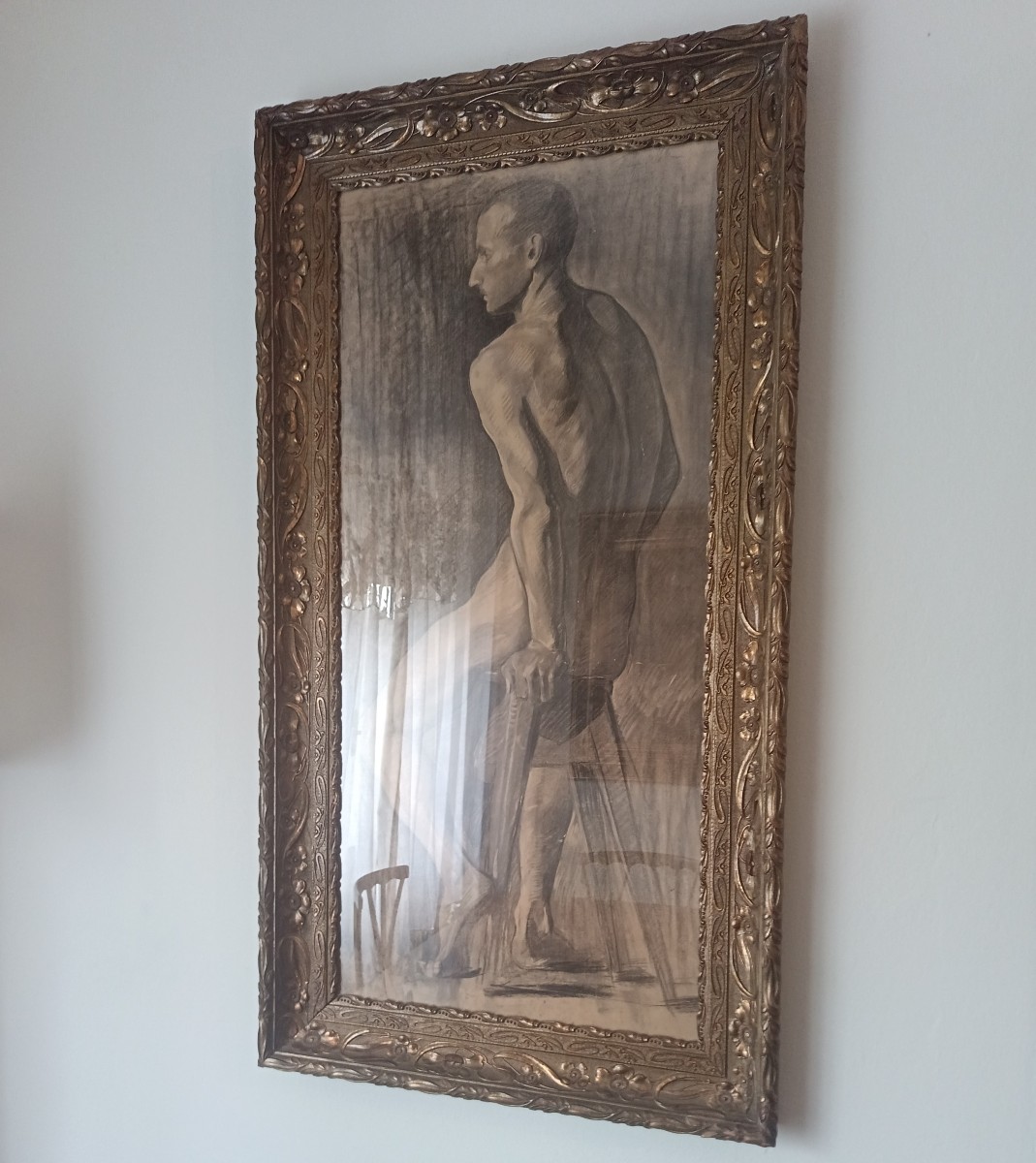 Studio di uomo nudo a carboncino, fine ‘800 / primi ‘900-photo-2