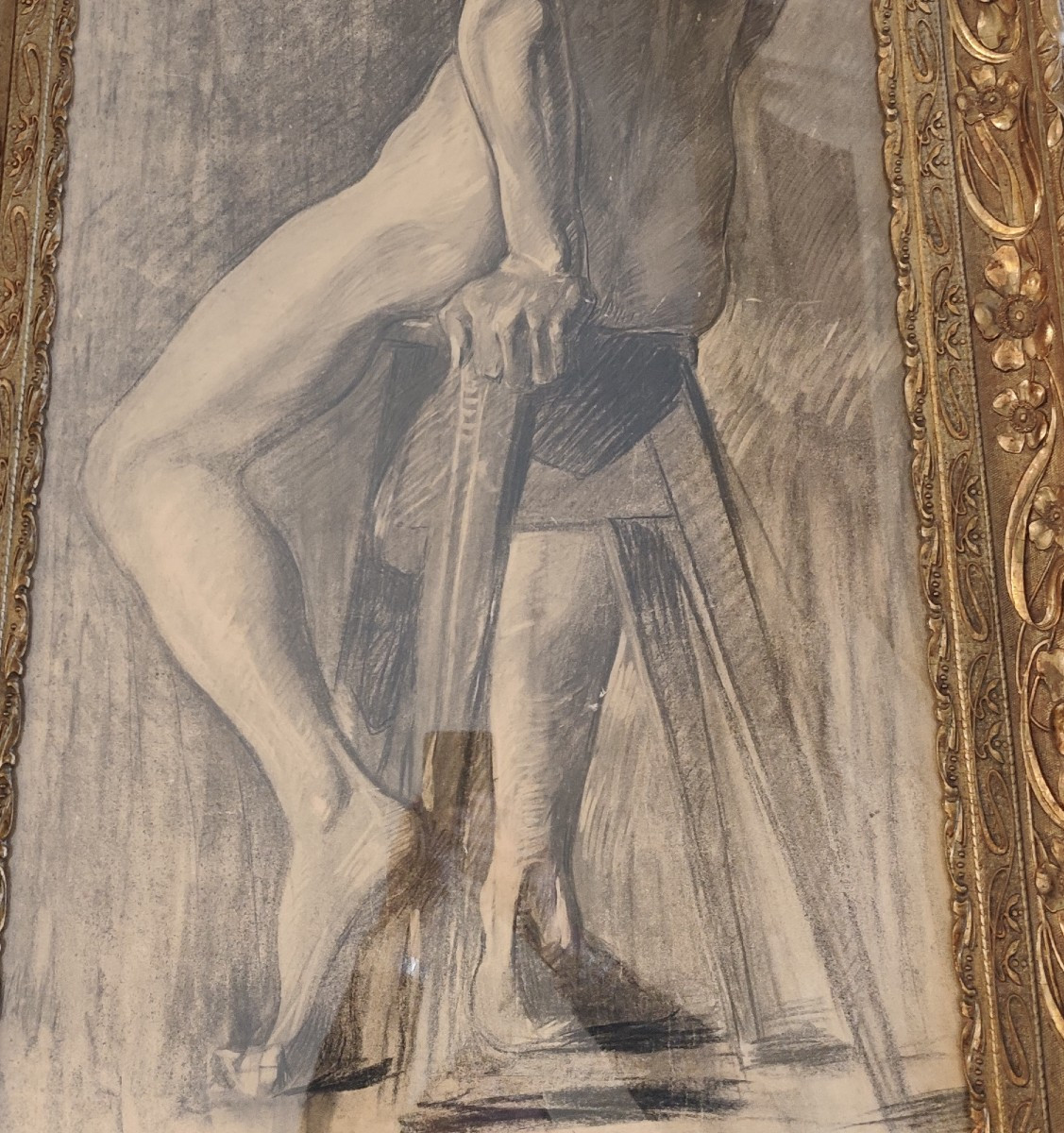 Studio di uomo nudo a carboncino, fine ‘800 / primi ‘900-photo-2