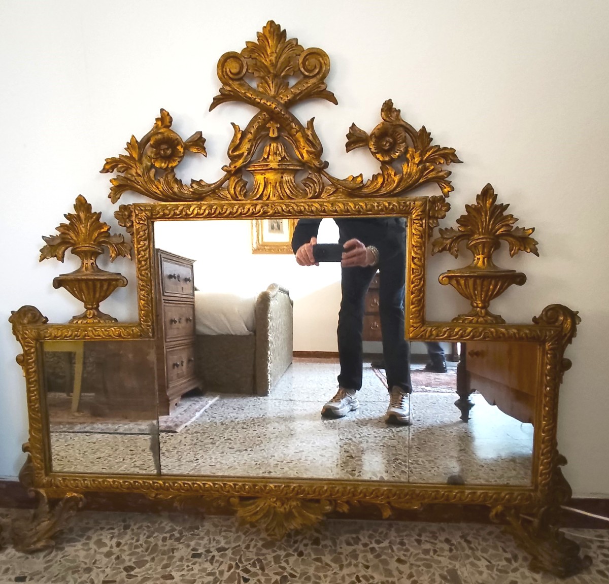 Coppia di Specchiere Lignee Bolognesi Dorate dell’800-photo-2