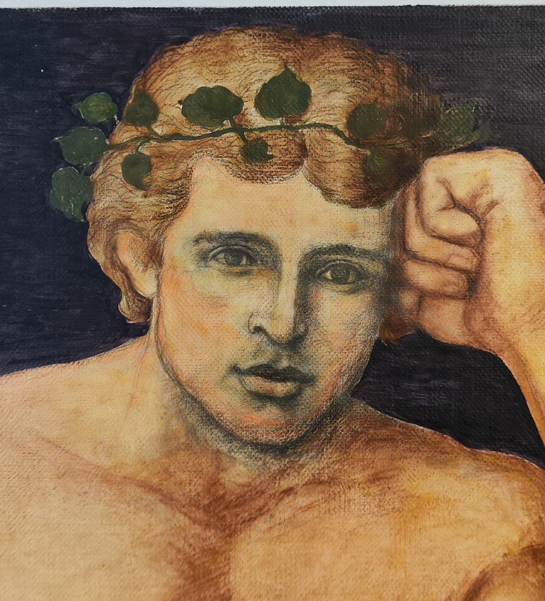 Olio su pannello giovane Bacco del XX secolo-photo-1