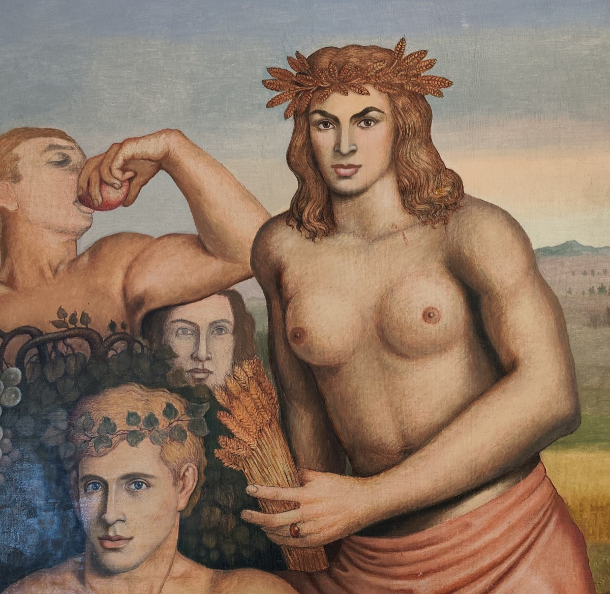 Olio su tavola il tempo delle stagioni del 1950-photo-2