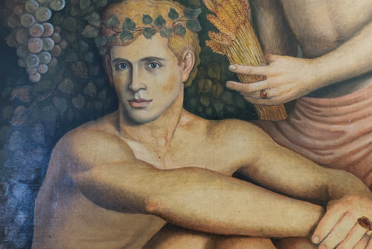 Olio su tavola il tempo delle stagioni del 1950-photo-3