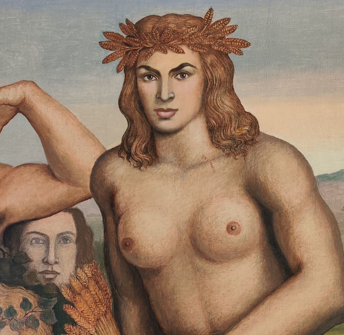 Olio su tavola il tempo delle stagioni del 1950-photo-2