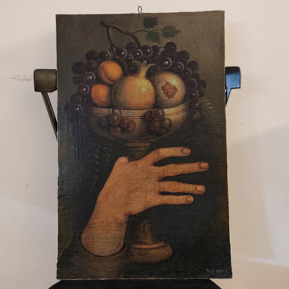 Olio su pannello trittico di mani 1950-photo-3