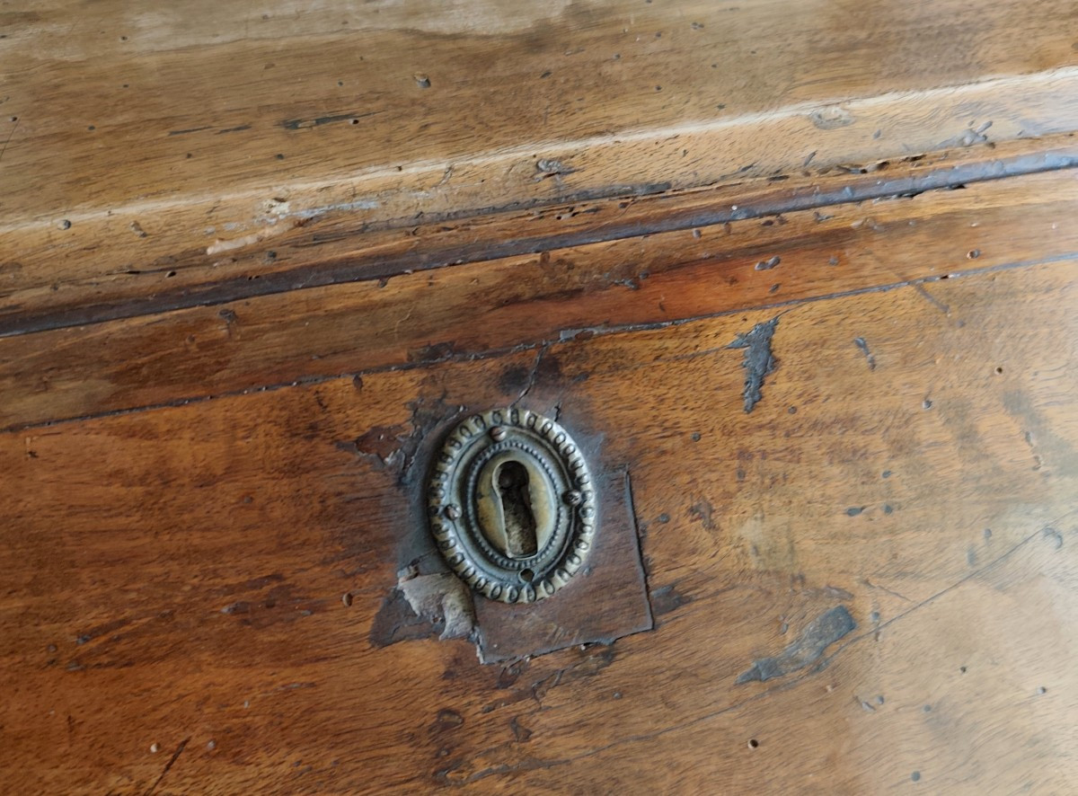 Scrittoio in legno di noce biondo con ribalta del 700 Bologna-photo-3