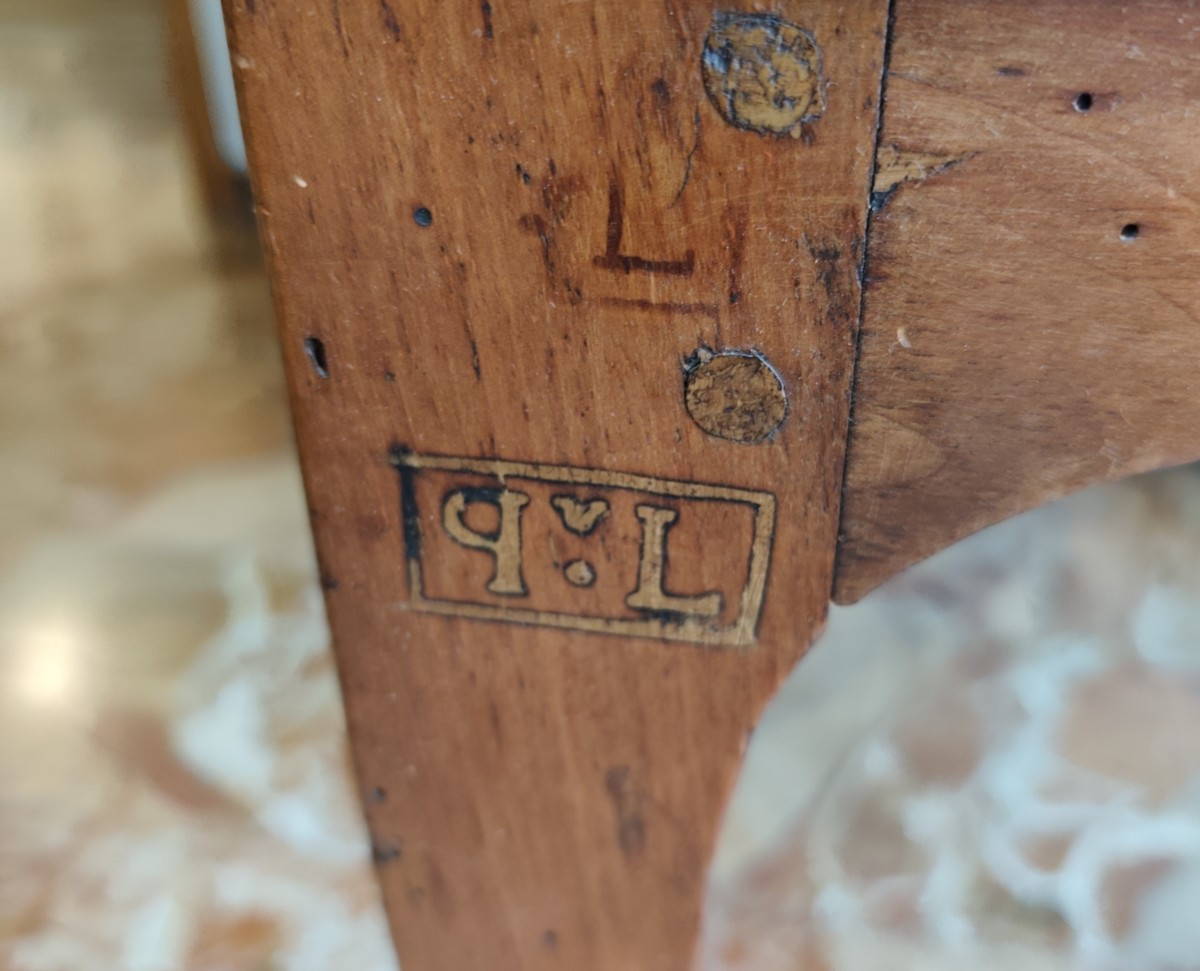 Scrittoio in legno di noce biondo con ribalta del 700 Bologna-photo-4