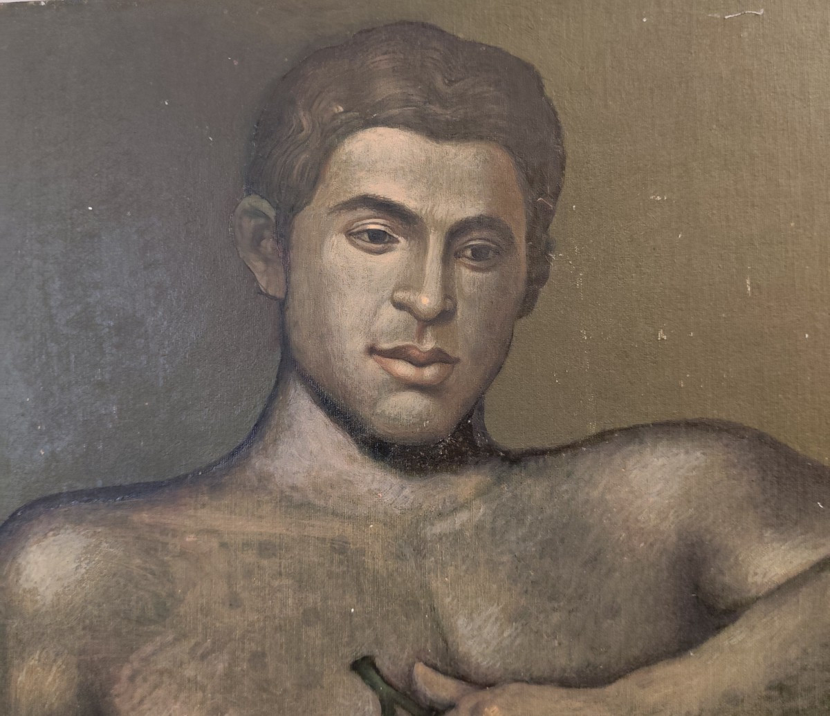 Olio su cartoncino del 1950 giovane Bacco-photo-2