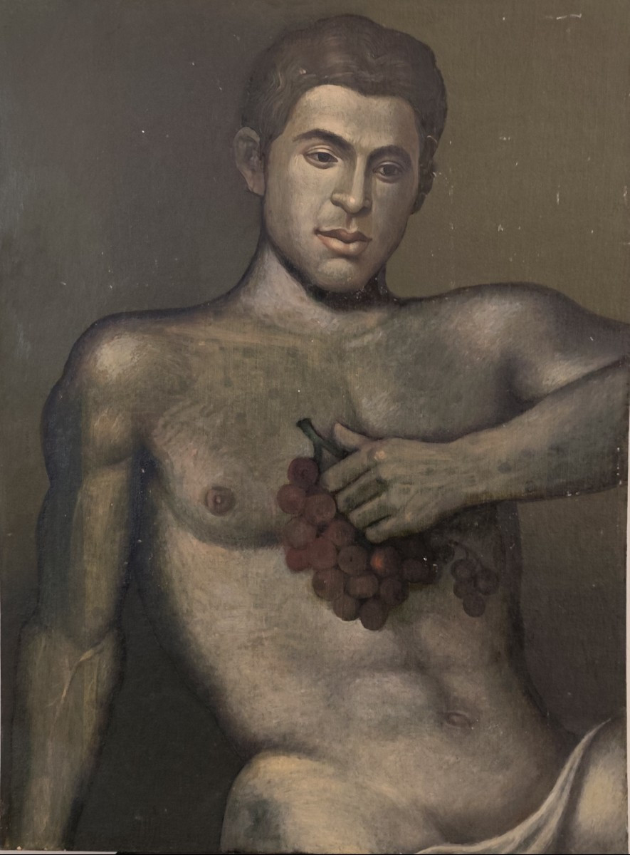Olio su cartoncino del 1950 giovane Bacco-photo-3
