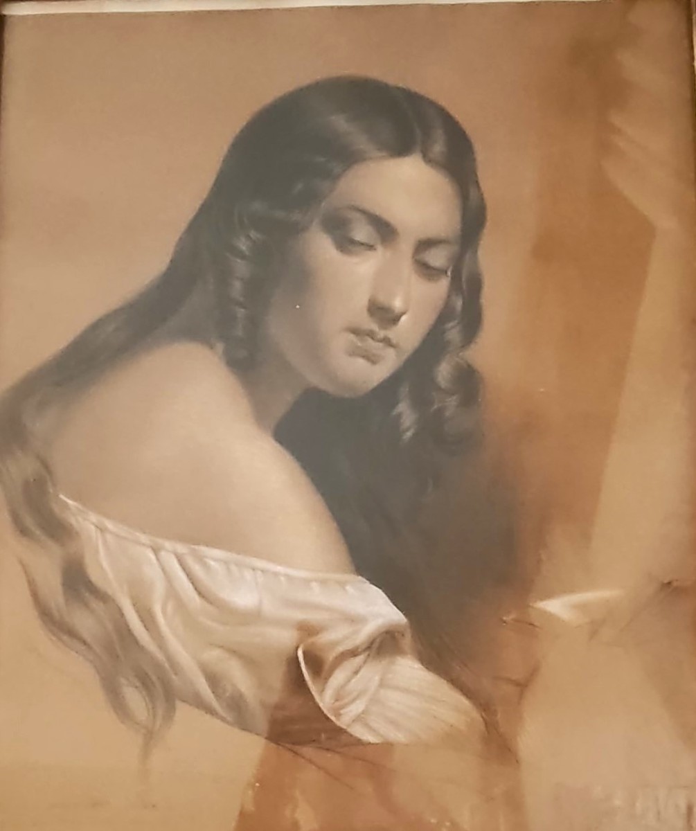 Olio su carta epoca fine XIXsec la donna popolana-photo-3