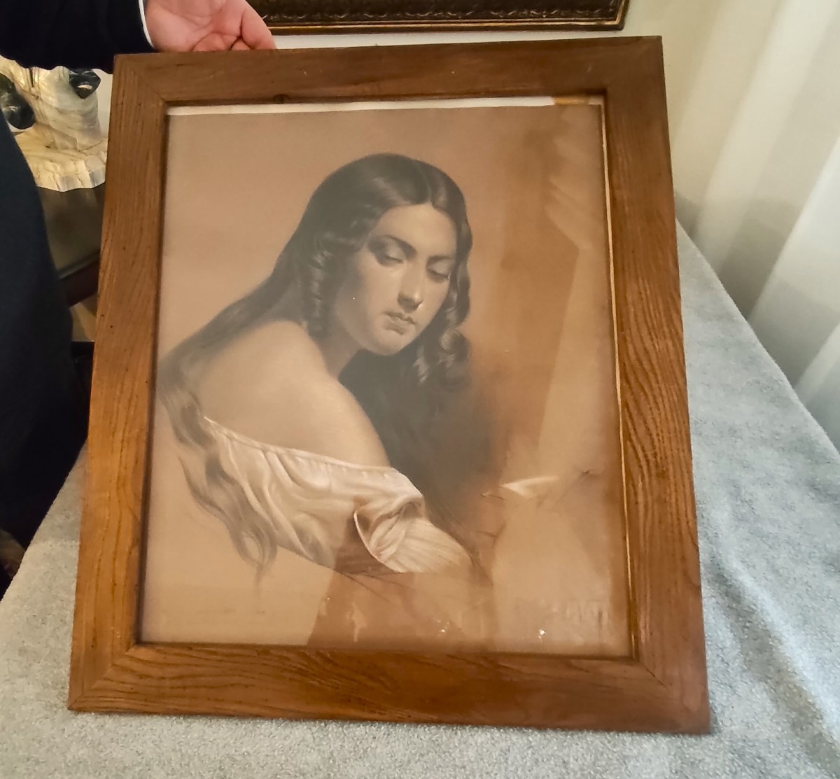 Olio su carta epoca fine XIXsec la donna popolana