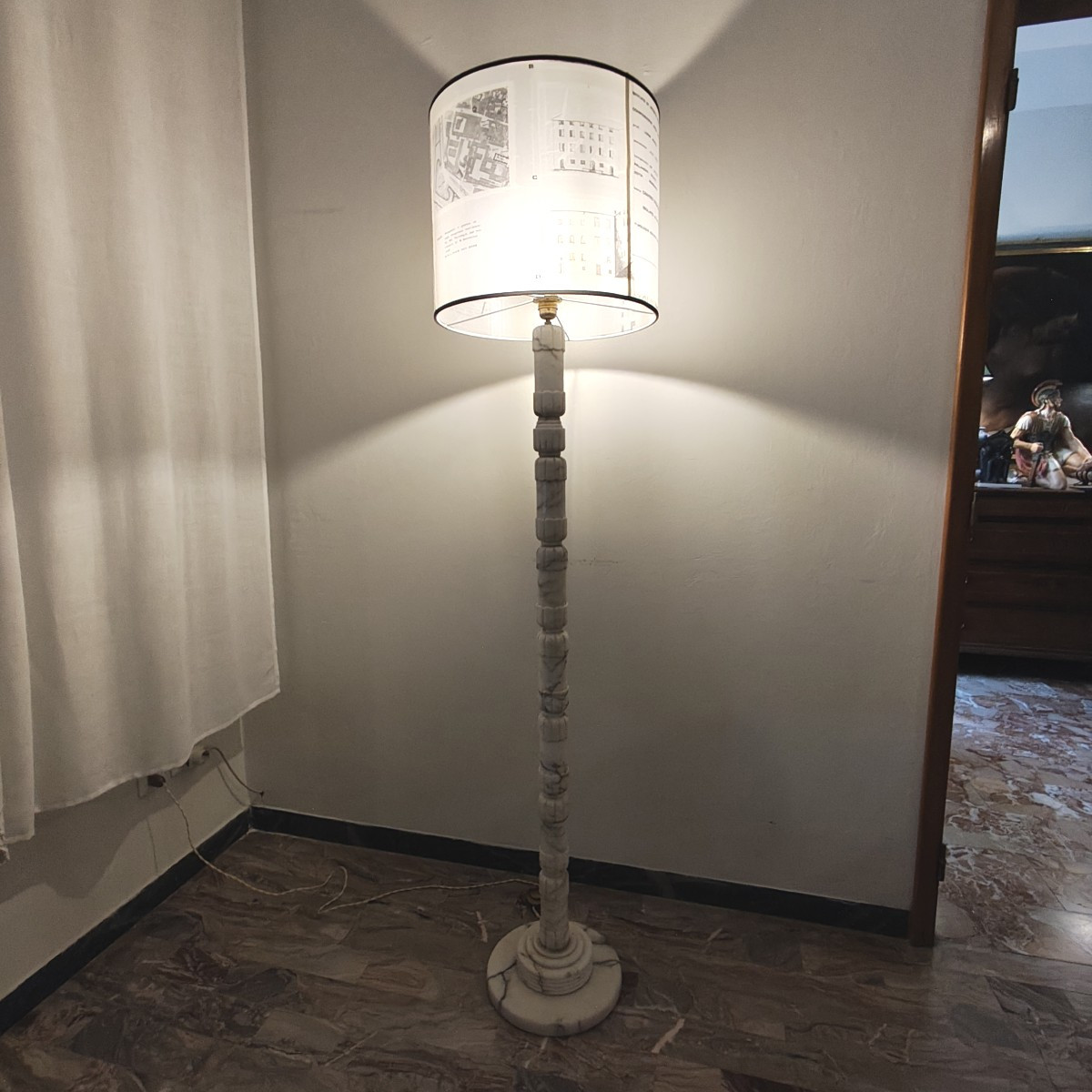 Lampada piantana in marmo razionalista 1930-photo-2