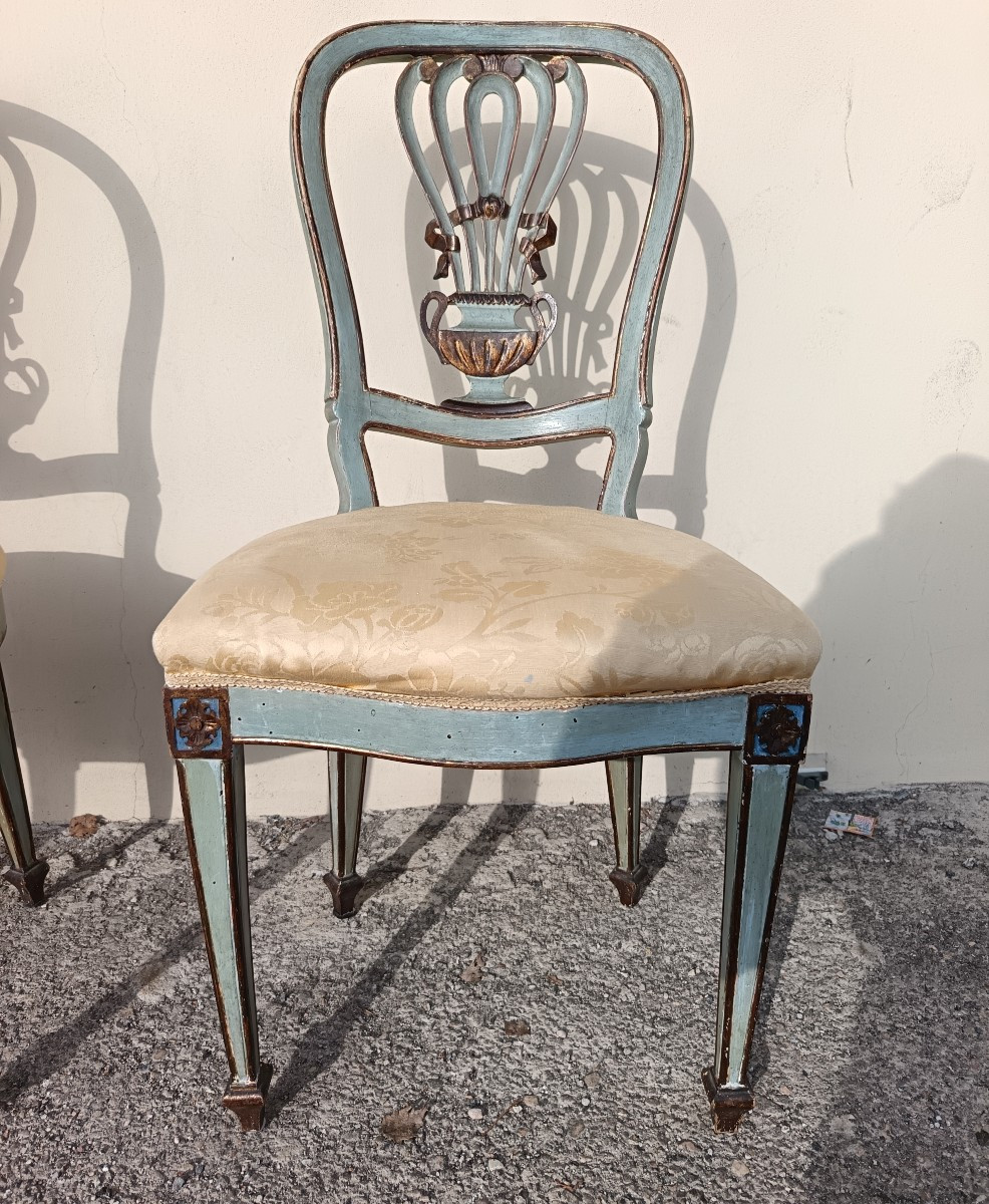 Coppia di sedie barocche del 700 laccate-photo-3