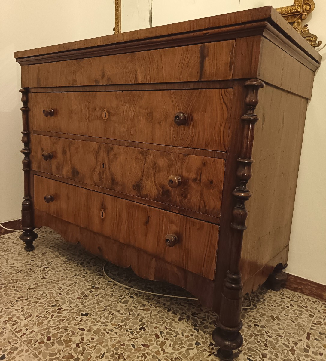 Comò in noce 1840 con colonne Bologna-photo-2