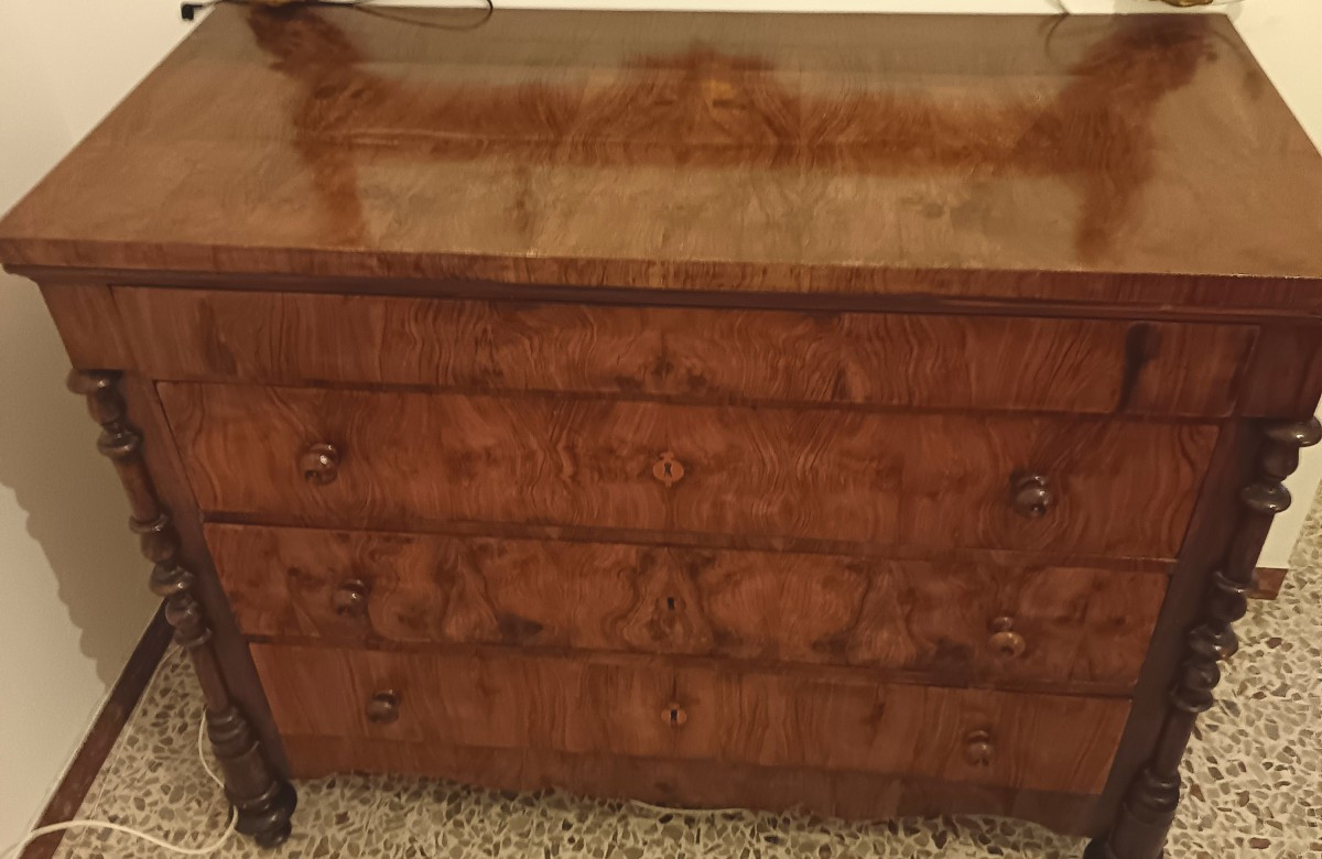 Comò in noce 1840 con colonne Bologna-photo-3