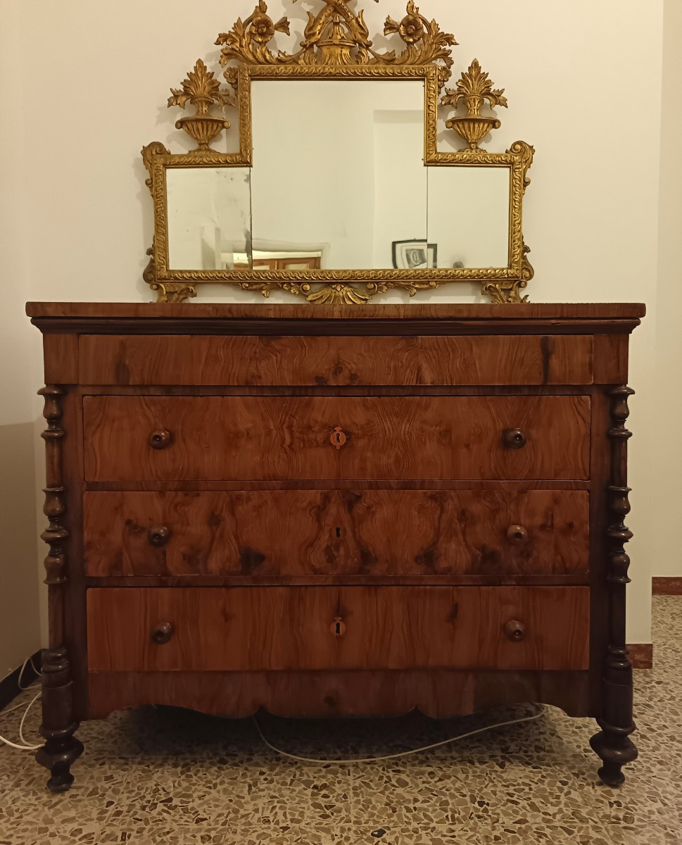 Comò in noce 1840 con colonne Bologna-photo-4