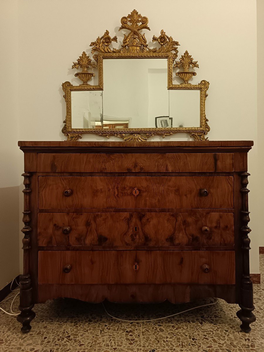 Comò in noce 1840 con colonne Bologna-photo-1