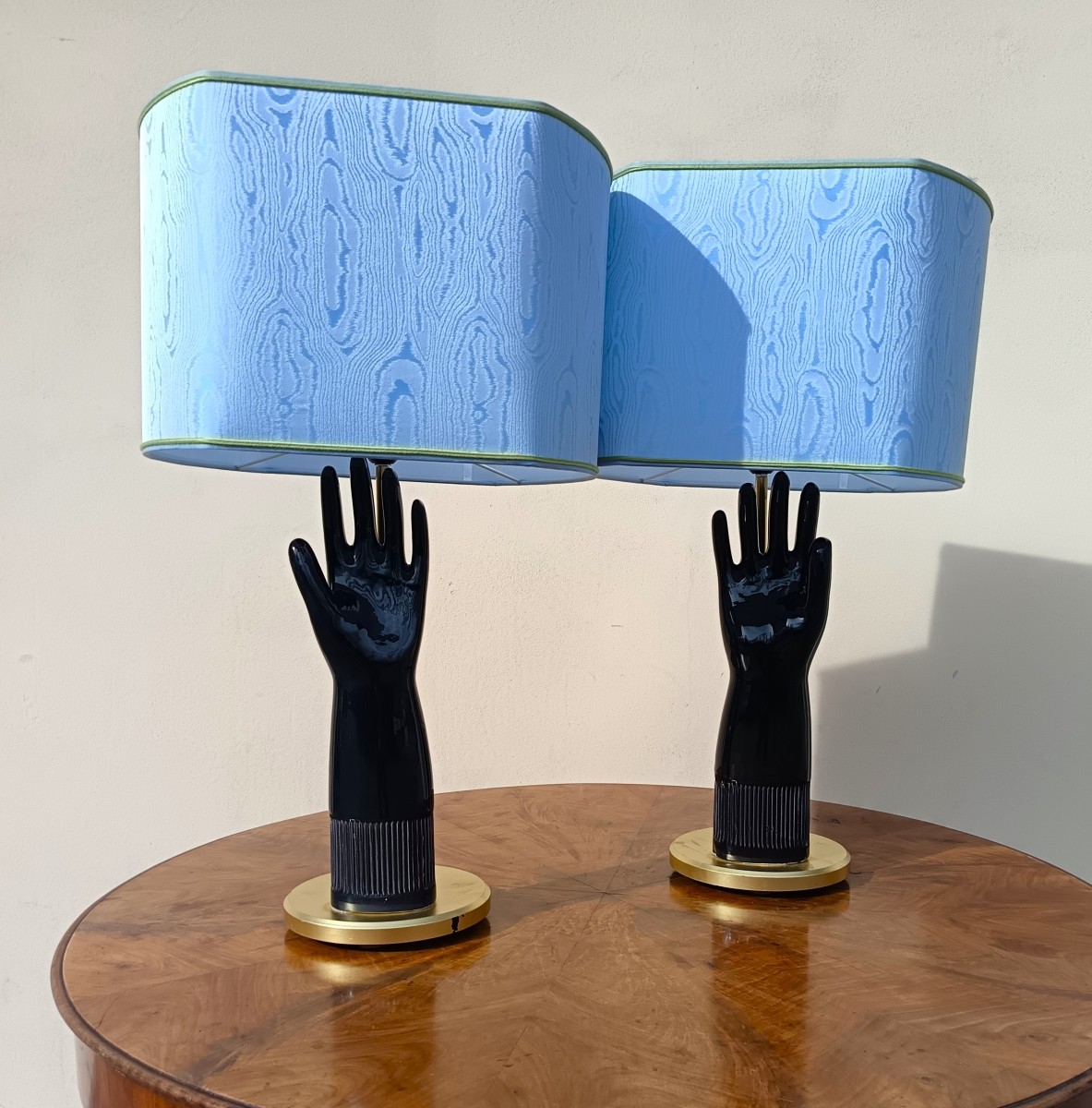 Coppia di lampade in ceramica 1950 guanto Pirelli