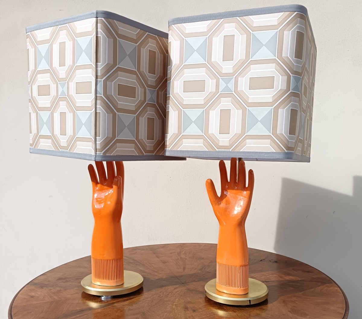 Coppia di lampade in ceramica 1950 guanto Pirelli-photo-2