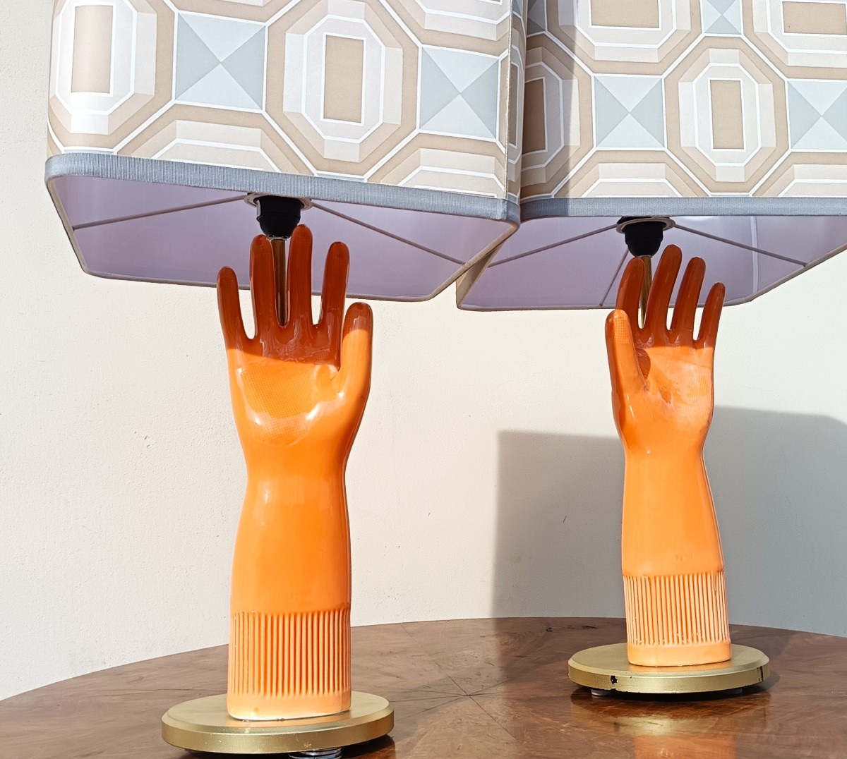 Coppia di lampade in ceramica 1950 guanto Pirelli-photo-3