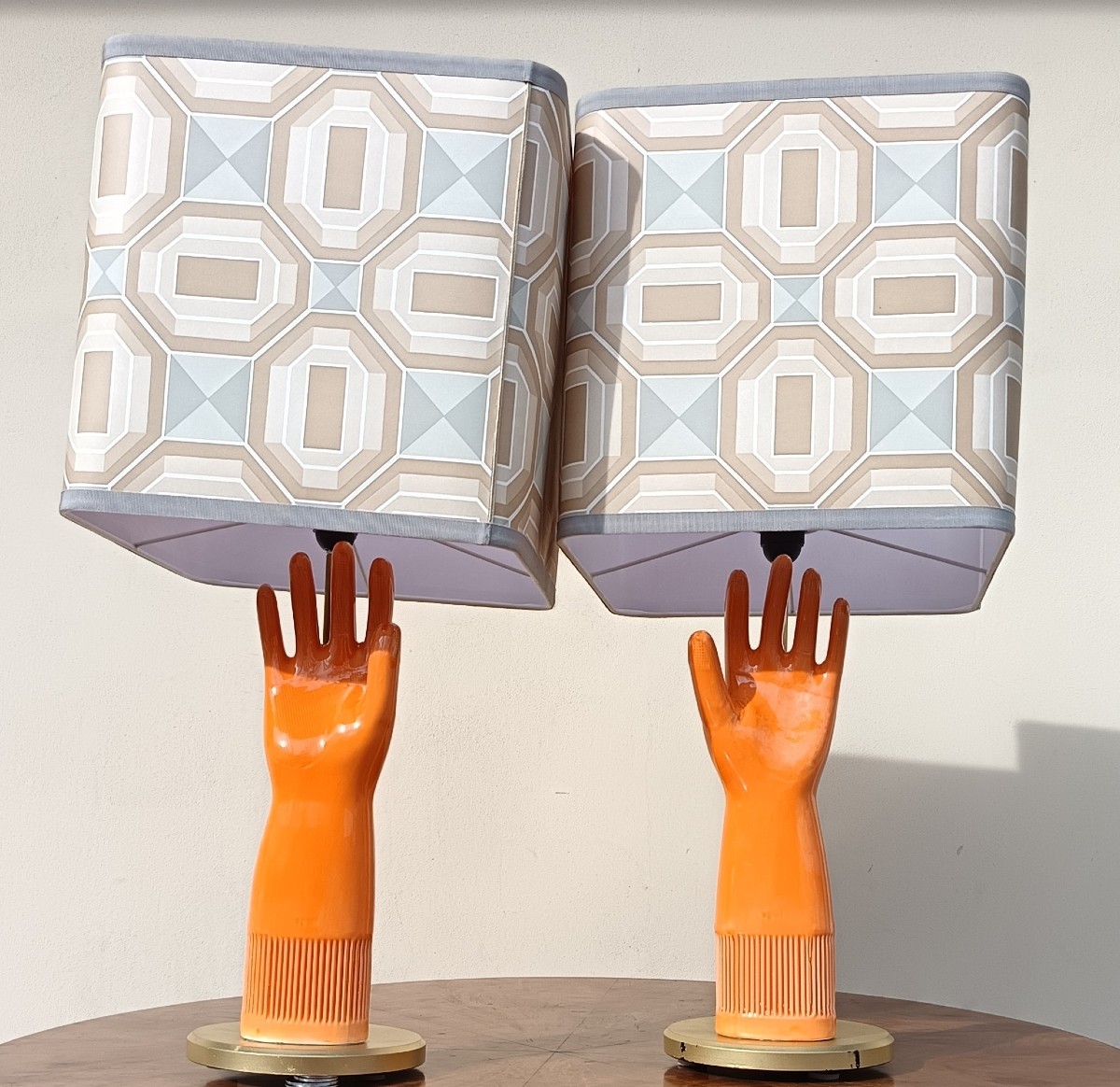 Coppia di lampade in ceramica 1950 guanto Pirelli-photo-4