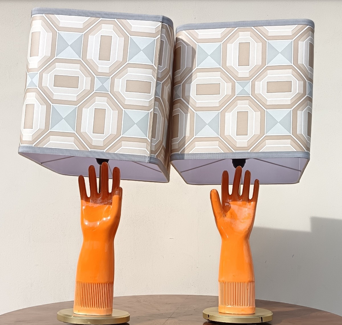 Coppia di lampade in ceramica 1950 guanto Pirelli-photo-1