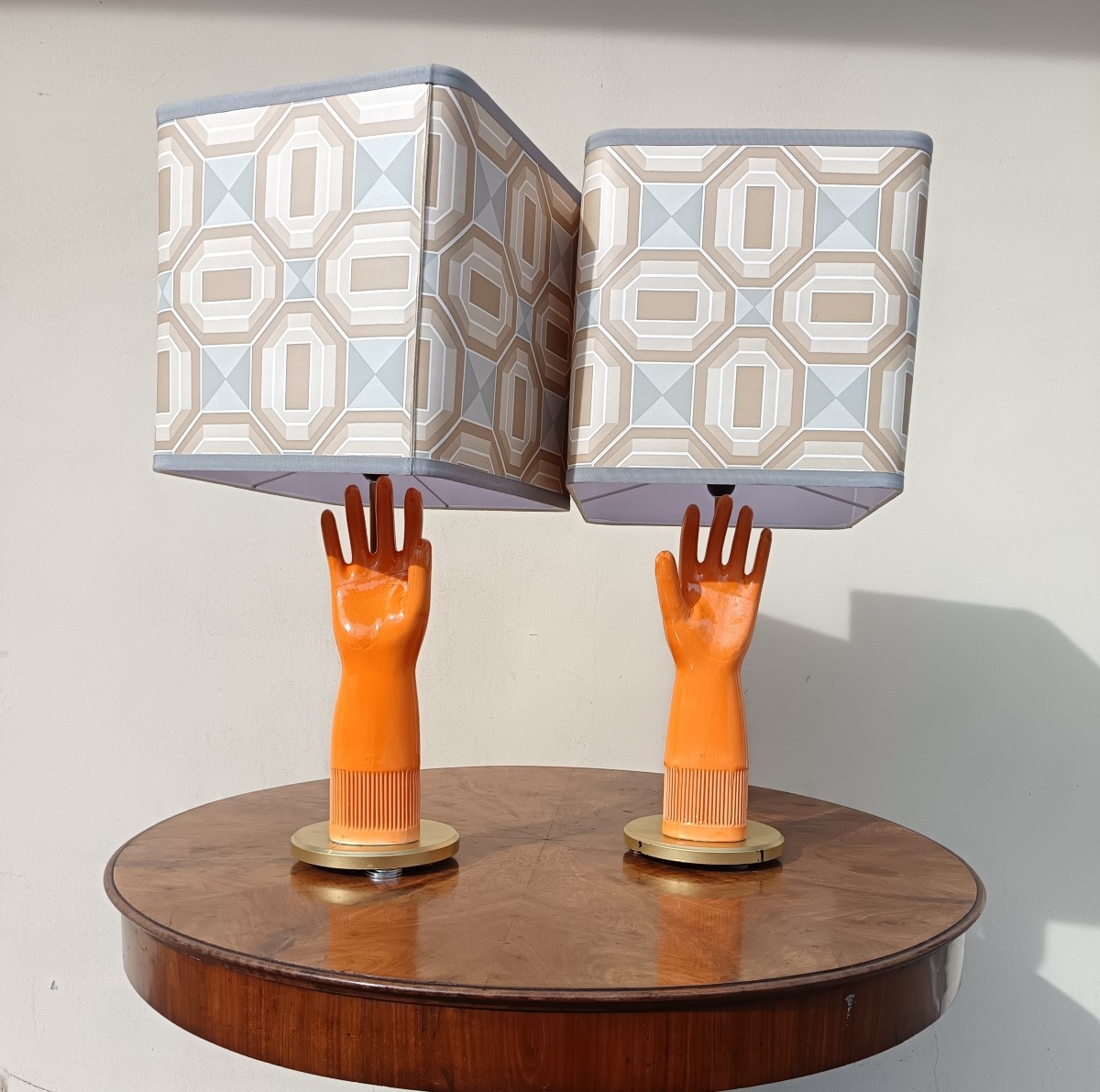 Coppia di lampade in ceramica 1950 guanto Pirelli