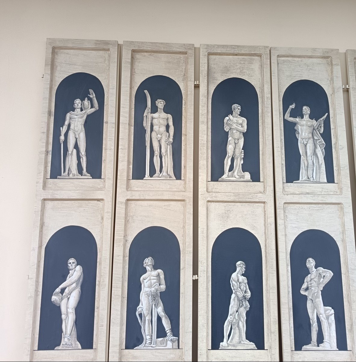 7 Pannelli da parete boiserie laccato 1940 discipline sportive-photo-3