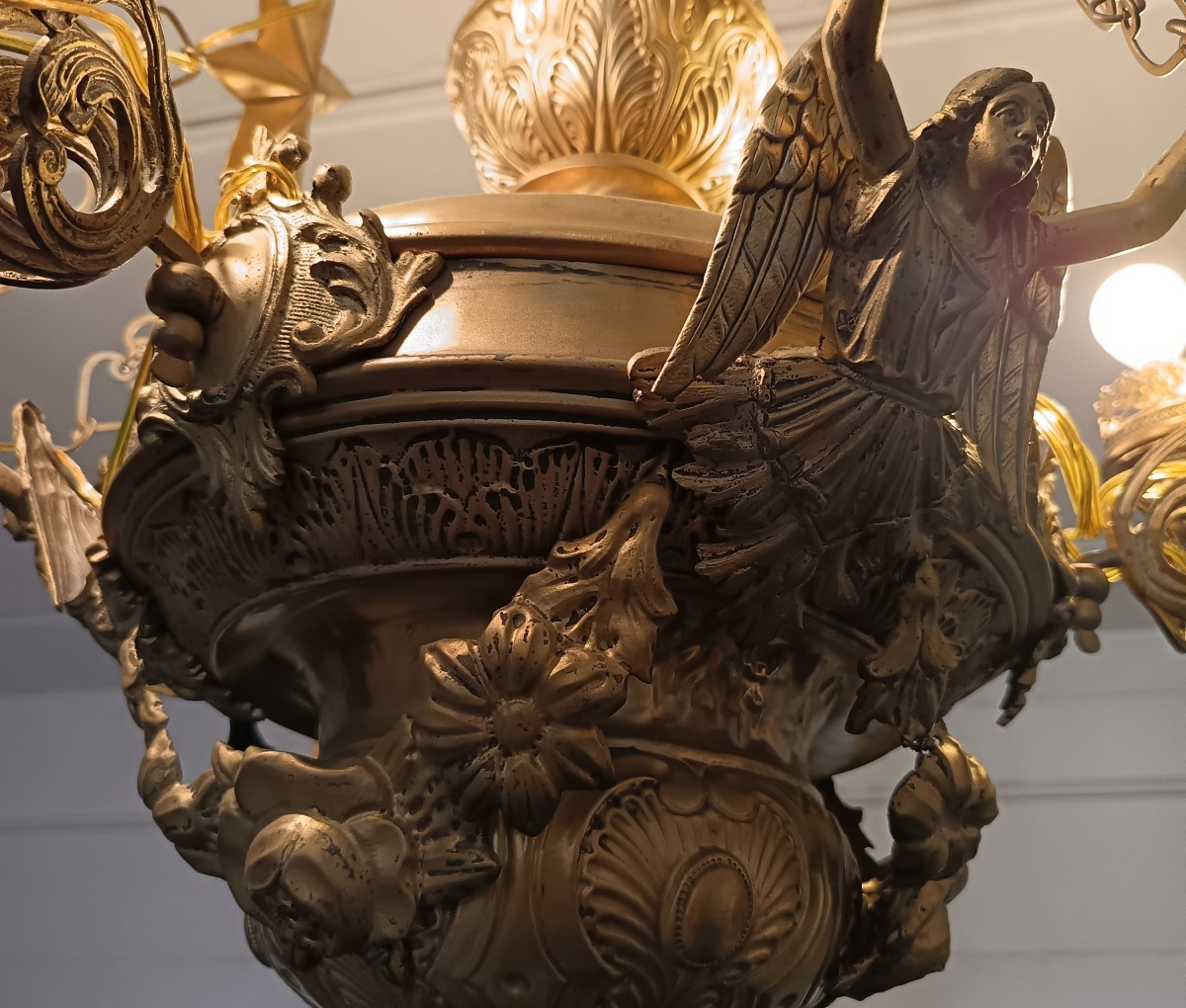 Lampadario in lamierino di bronzo Italia 1850 raro-photo-4