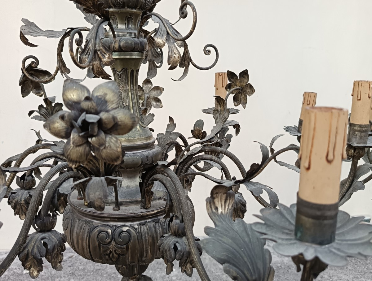 Coppia lampadari 1850 lamierino in rame argento-photo-1