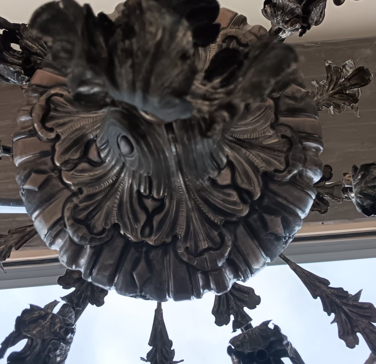 Coppia lampadari 1850 lamierino in rame argento-photo-3