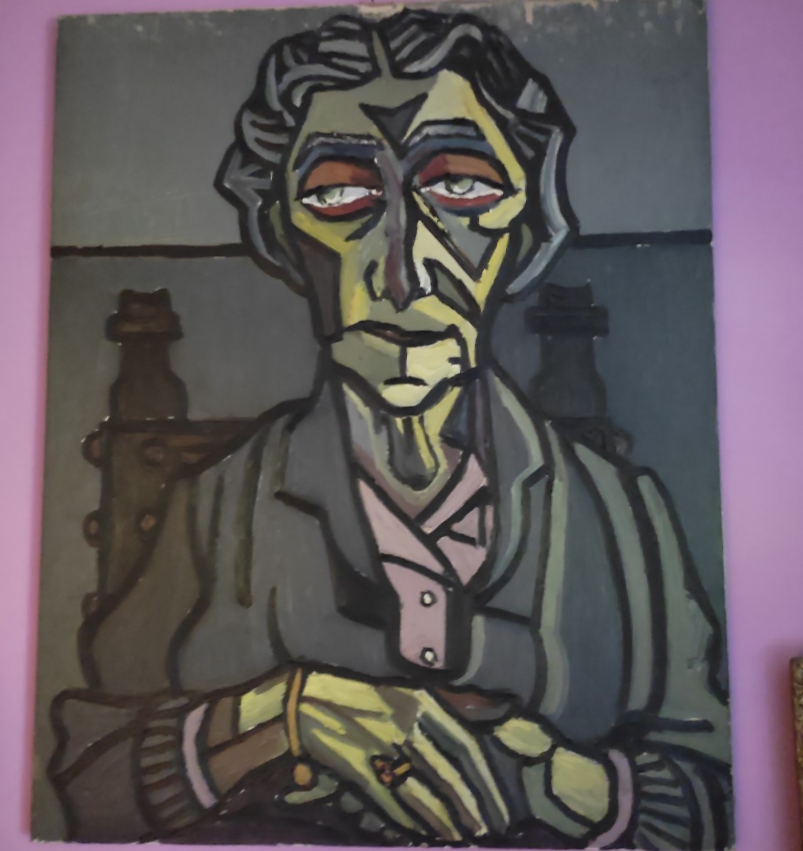 Olio su tela la zia Agata, Paolo Angeletti Barbieri 1968