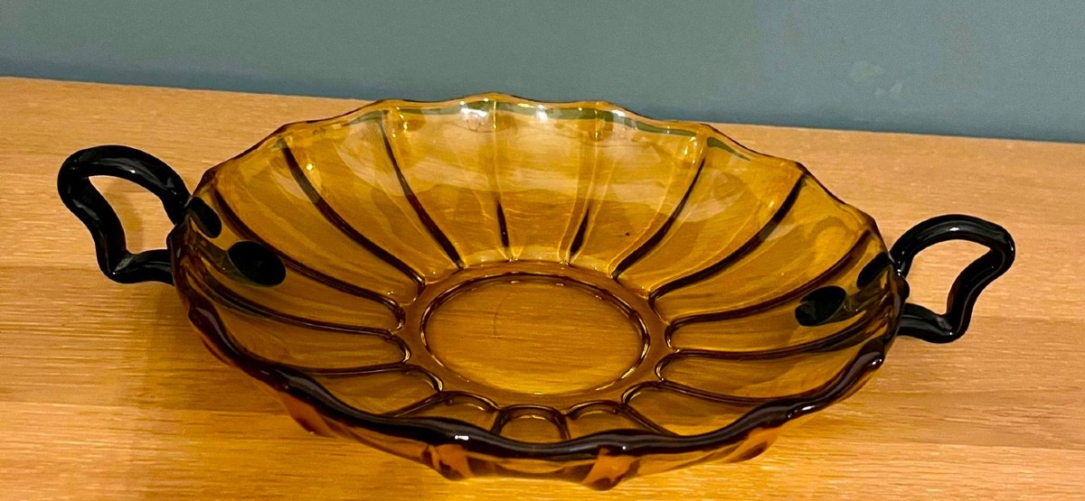 Ciotola in vetro soffiato ambra Josef Hoffman 1920-photo-1
