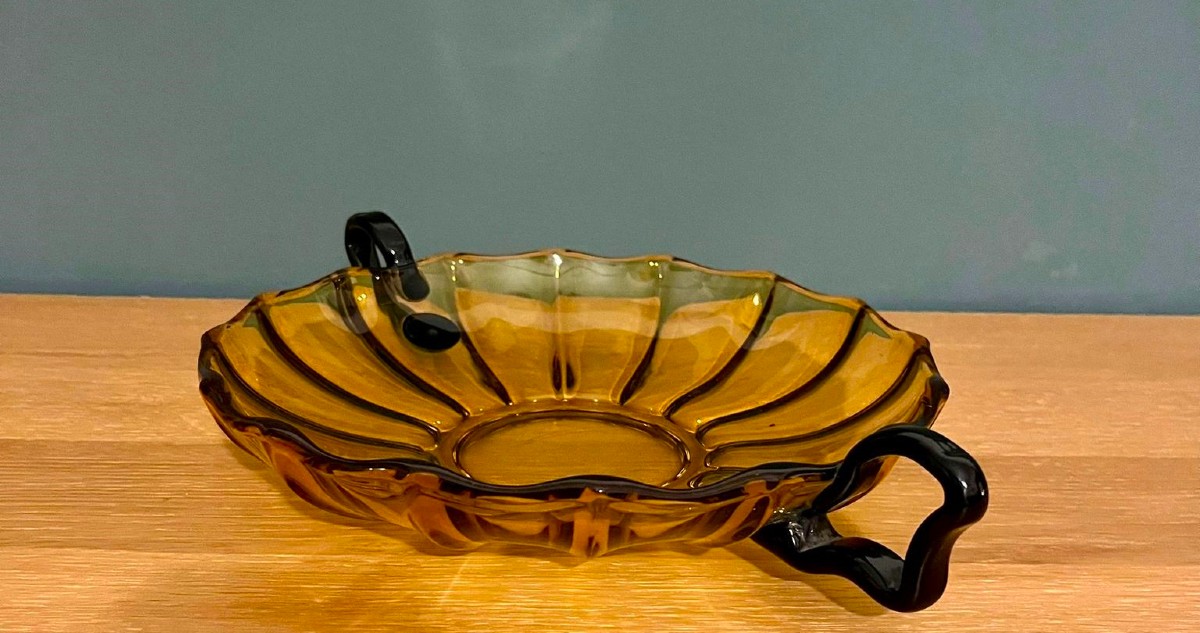 Ciotola in vetro soffiato ambra Josef Hoffman 1920-photo-2
