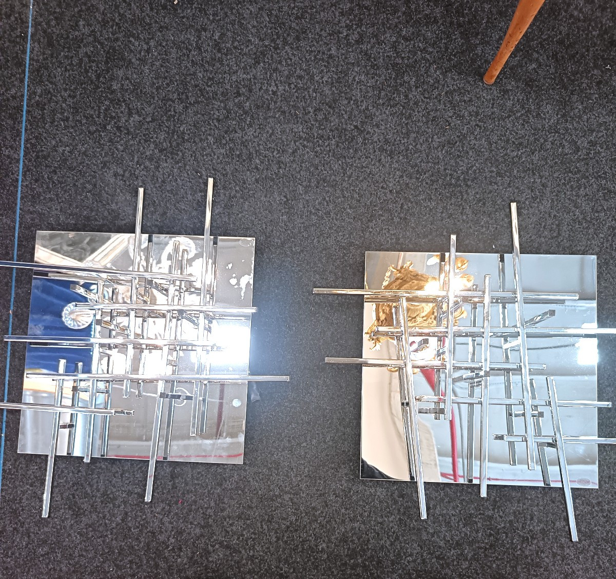 Coppia di plafoniere in acciaio Space Age anni 70