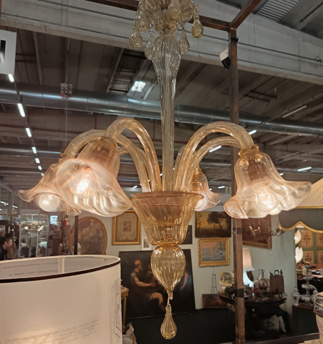 Lampadario Paolo Venini 1938 in vetro di Murano-photo-2