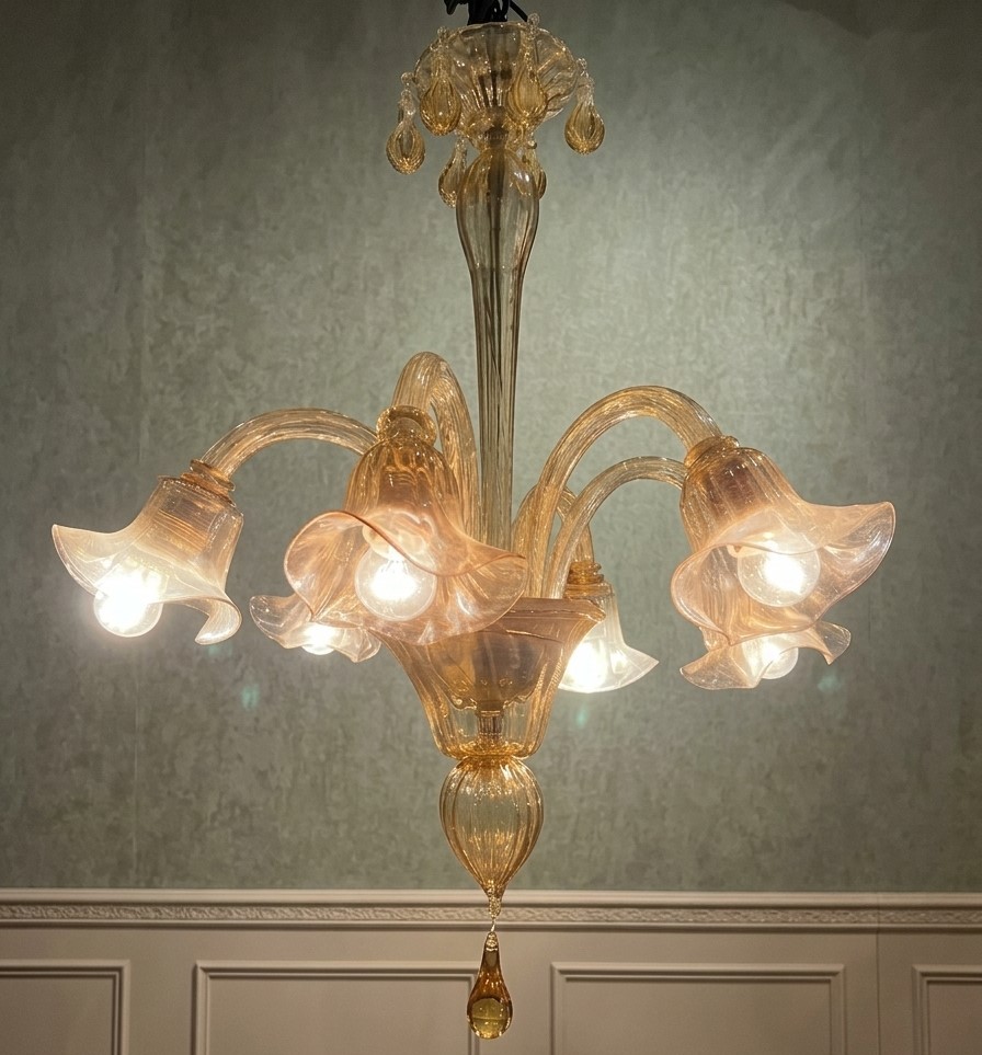 Lampadario Paolo Venini 1938 in vetro di Murano