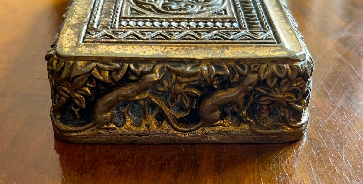 Ferma carte in fusione a cera persa di bronzo dorato Tiffany-photo-3