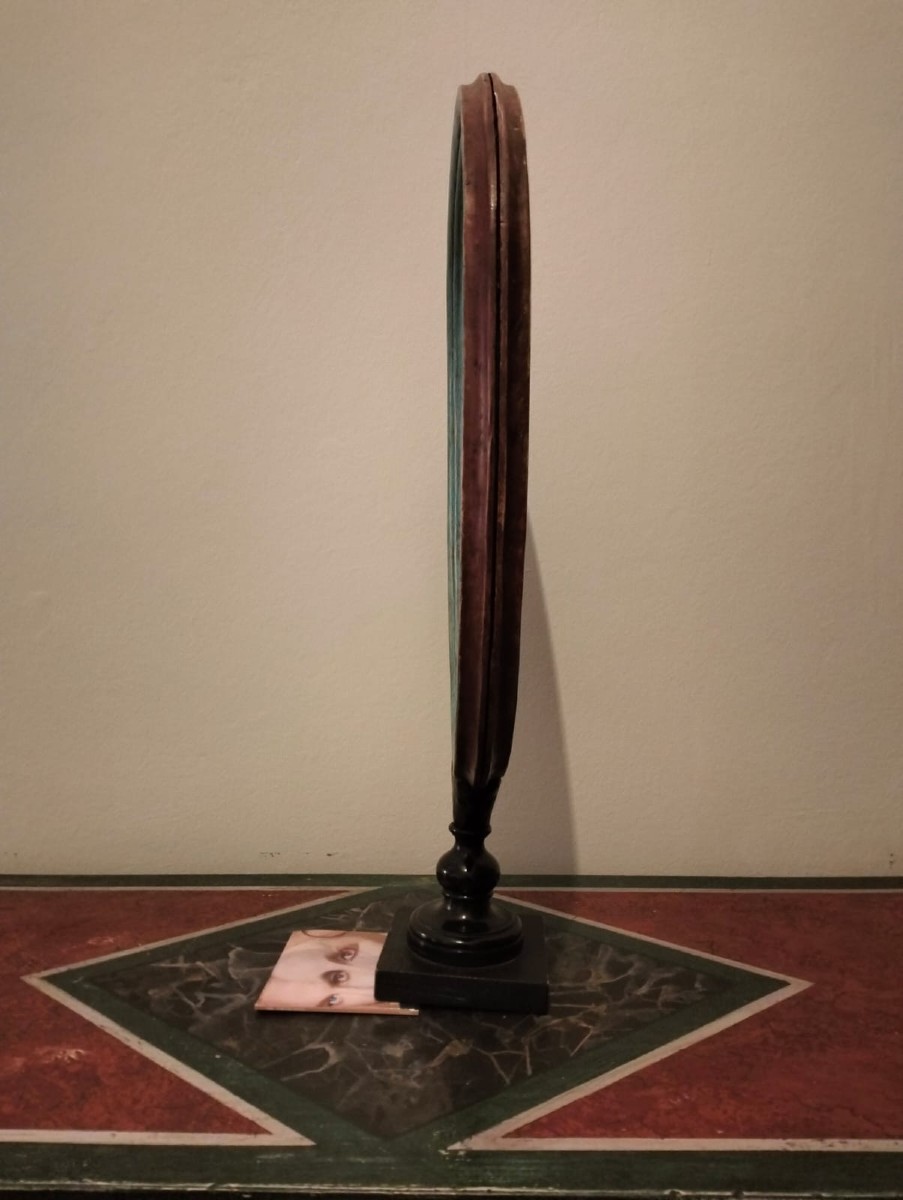 Stendardo da processione olio su tela dell’800 Maria e Gesù-photo-4