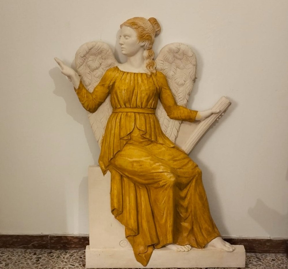 Coppia di angeli anni 60 in vetroresina dal teatro Galli Rimini-photo-3