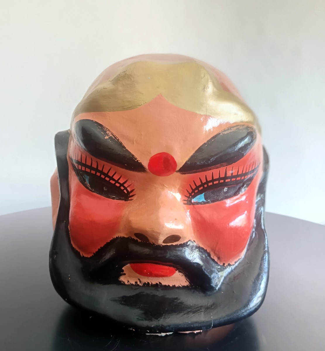 Trittico di maschere cinesi del 1920 papier mache-photo-3