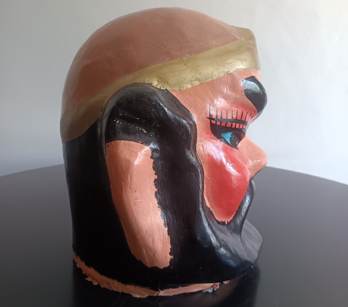 Trittico di maschere cinesi del 1920 papier mache-photo-6