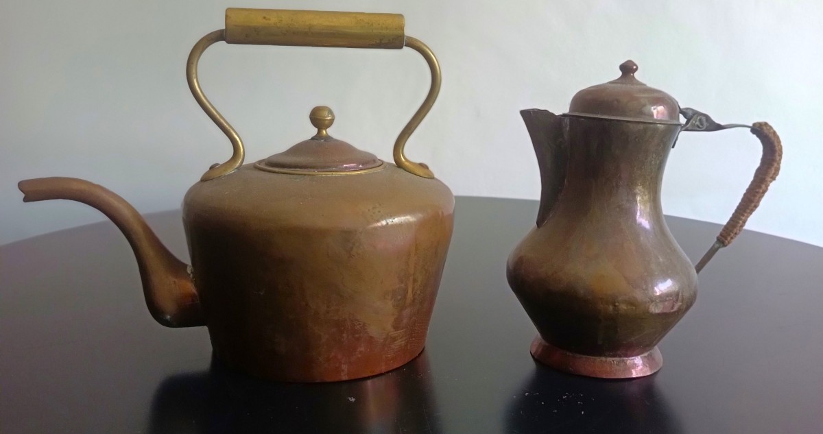 Teiera con bollitore con coperchio 800 rame e bronzo-photo-3