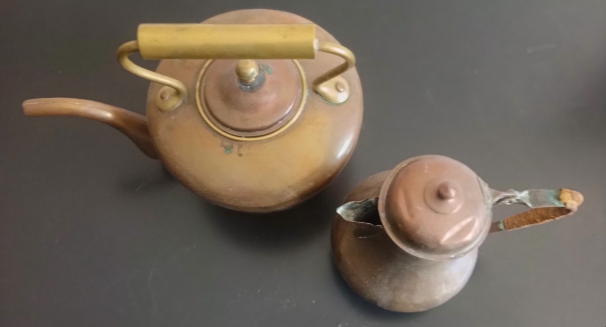 Teiera con bollitore con coperchio 800 rame e bronzo-photo-4