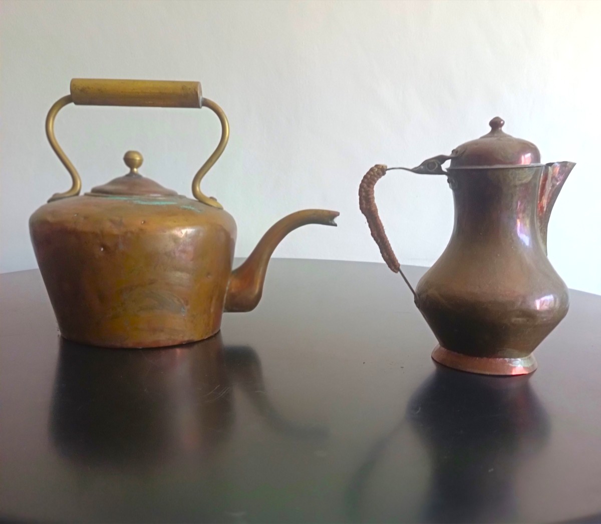 Teiera con bollitore con coperchio 800 rame e bronzo