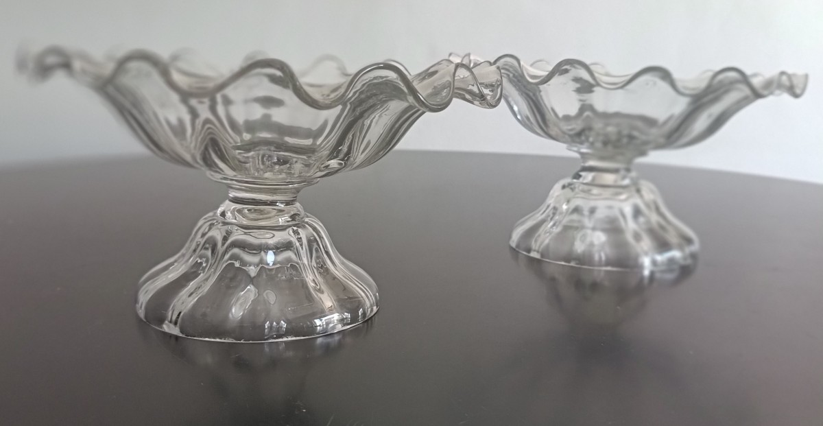 Coppia di alzatina per biscotti in vetro di Murano del 1930-photo-2