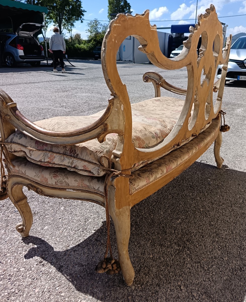 Panca Veneziana del 700 laccato in legno intagliato-photo-3