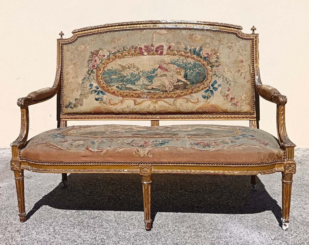 Divanetto francese decorato in oro 1800-photo-2